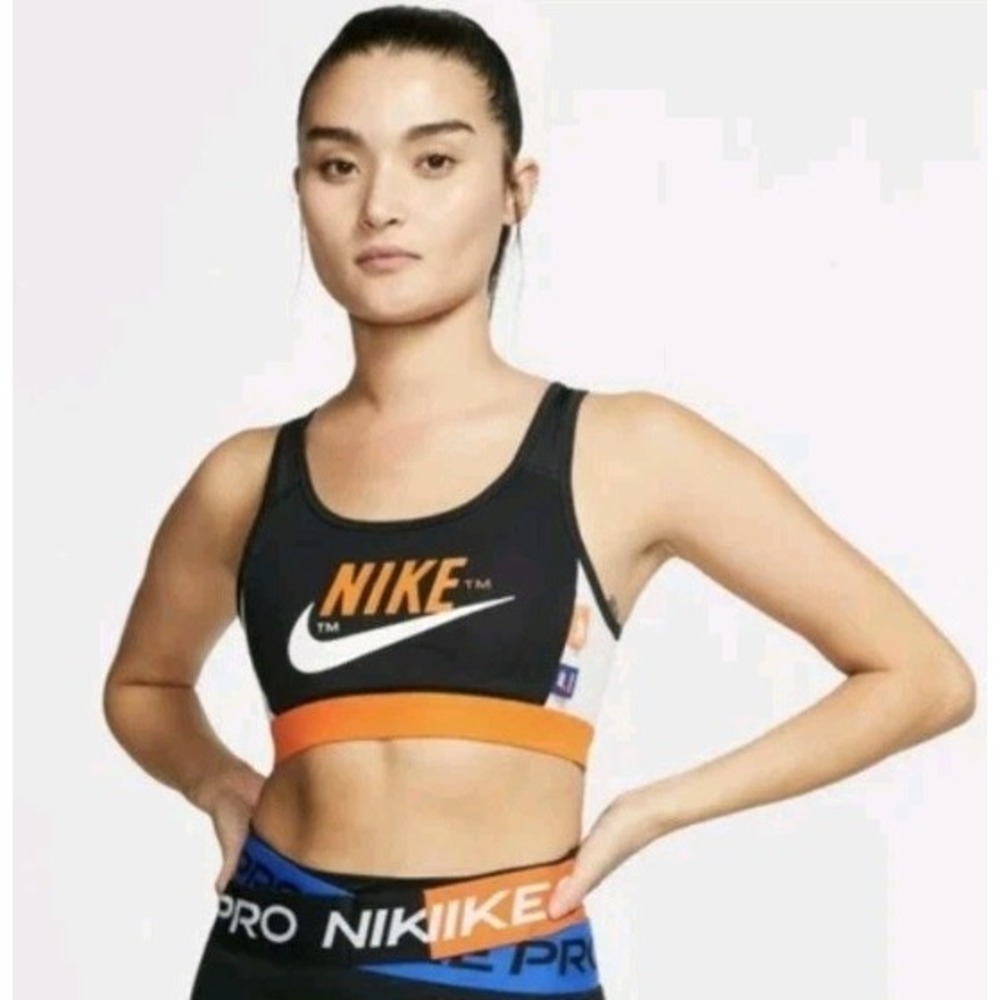 NIKE Sz‎ S Womens Multicolor Unlined Wireless Pull On Racer Back Sports Bra Gym
